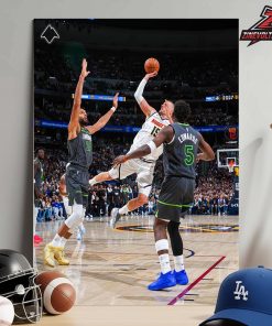 Nikola Jokic Makes The Tough Off-Balance And-1 Floater On Rudy Gobert Playoffs Game Nuggets Versus Wolves NBA 2025-2026 Home Decor Poster Canvas
