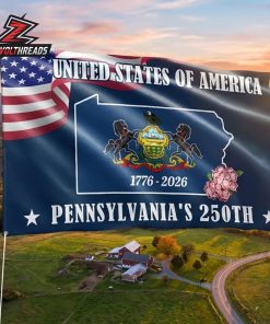 250th Anniversary American Independence Day Pennsylvania Keystone State 1776 2026 Patriotic Grommet Double Sided Garden House Flag