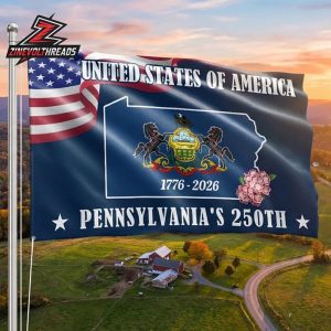 250th Anniversary American Independence Day Pennsylvania Keystone State 1776 2026 Patriotic Grommet Double Sided Garden House Flag