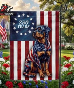 250th Anniversary American Independence Day Patriotic Rottweiler Betsy Ross Dog Double Sided Garden House Flag