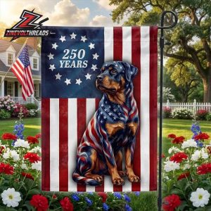 250th Anniversary American Independence Day Patriotic Rottweiler Betsy Ross Dog Double Sided Garden House Flag