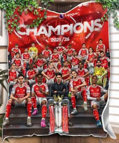 Arsenal Are The Premier League 2025-26 Champions Since The Invicibles Fleece Quilt Blanket