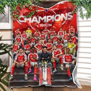 Arsenal Are The Premier League 2025-26 Champions Since The Invicibles Fleece Quilt Blanket