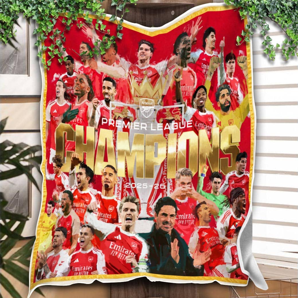 Arsenal Is The Premier League Champions Season 2025-26 After 22 Years Fleece Quilt Blanket Arsenal Is The Premier League Champions Season 2025-26 After 22 Years Fleece Quilt Blanket