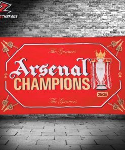 Arsenal Premier League Champions 2025-26 Gothic Trophy Garden House Double Sided Flag