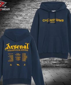 Arsenal Premier League Champions Squad 2025-26 Navy Hoodie Two Sided Unisex T-Shirt
