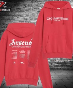 Arsenal Premier League Champions Squad 2025-26 Red Hoodie Two Sided Unisex T-Shirt