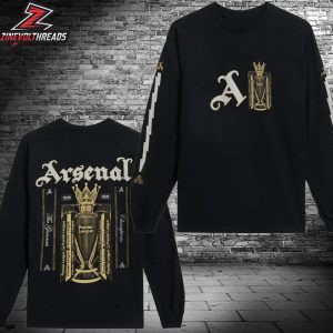 Arsenal Premier League Champions Trophy 2025-26 Black Long Sleeved Classic T-Shirt