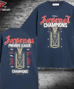 Arsenal Premier League Champions Trophy 2025-26 Navy Two Sided Unisex T-Shirt