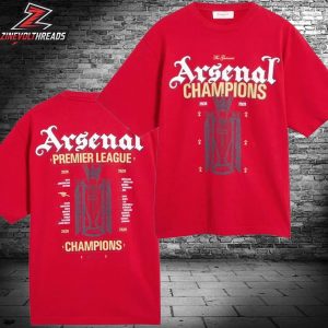 Arsenal Premier League Champions Trophy 2025-26 Red Two Sided Unisex T-Shirt