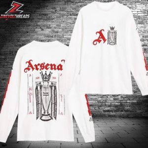 Arsenal Premier League Champions Trophy 2025-26 White Long Sleeved Classic T-Shirt