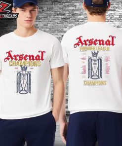 Arsenal Premier League Champions Trophy 2025-26 White Two Sided Unisex T-Shirt