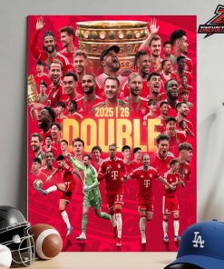 Bayern Munich Double Poster DFB Cup And Bundesliga Winners Season 2025-26 Home Decor Poster Canvas