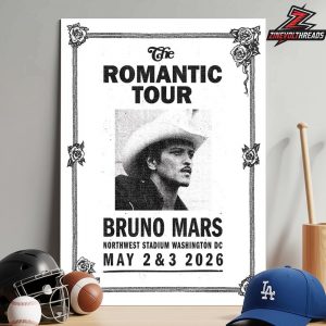 Bruno Mars Washington DC The Romantic Limited Edition Tour Poster At Northwest Stadium On May 2nd And 3rd Home Decor Poster Canvas