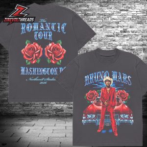 Bruno Mars Washington DC The Romantic Limited Edition Tour Vintage Tee At Northwest Stadium On May 2nd And 3rd Two Sided Unisex T-Shirt