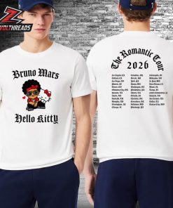 Bruno Mars x Hello Kitty Merchandise In The Romantic Tour 2026 Cities List Two Sided Unisex T-Shirt
