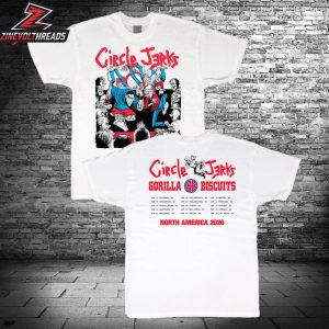 Circle Jerks x Gorilla Biscuits Tour Tee 2026 North America Tour Merch Two Sided Unisex T-Shirt