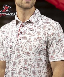 Deadpool Chips And Chimi RSVLTS All-Day Polo Shirt Marvel Superhero Funny Pattern Polo