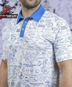 Disney Donald Duck 90th Designing Donald RSVLTS Polo Shirt Vintage Sketch All-Day Golf Shirt