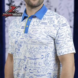 Disney Donald Duck 90th Designing Donald RSVLTS Polo Shirt Vintage Sketch All-Day Golf Shirt