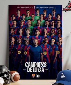 FC Barcelona Campions De Lliga 2025-2026 La Liga Champions Home Decor Poster Canvas