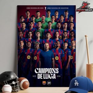 FC Barcelona Campions De Lliga 2025-2026 La Liga Champions Home Decor Poster Canvas