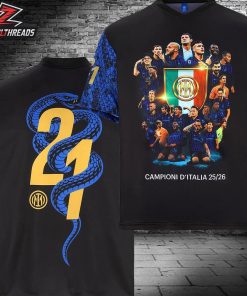 Inter Milan Campioni D’Italia Season 2025-26 Tee Italy Serie A Champions All Over Print Shirt