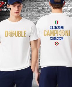 Inter Milan Double Season 2025-26 Tee Coppa Italia Winners And Campioni D’Italia Two Sided Unisex T-Shirt