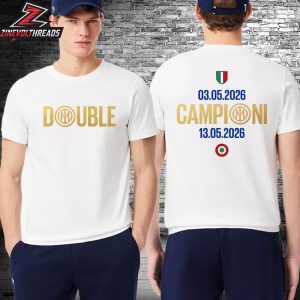 Inter Milan Double Season 2025-26 Tee Coppa Italia Winners And Campioni D’Italia Two Sided Unisex T-Shirt