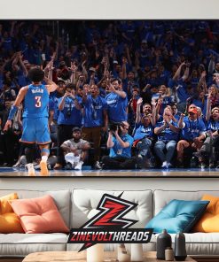 Jared McCain Leads Thunder Crowd Celebration In NBA Playoff Western Coference Versus Lakers Home Decor Poster Canvas