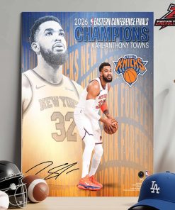 Karl-Anthony Towns New York Knicks Signature Autographed 2026 NBA Eastern Conference Champions Collage Photograph Home Decor Poster Canvas
