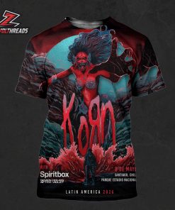 Korn Latin America 2026 Tour Artwork Poster At Parque Estadio Nacional Santiago Chile On May 8th All Over Print Shirt