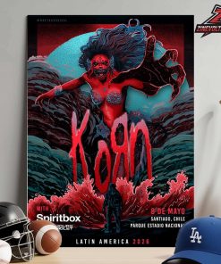 Korn Latin America 2026 Tour Artwork Poster At Parque Estadio Nacional Santiago Chile On May 8th Home Decor Poster Canvas