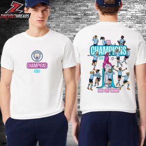 Manchester City Women’s Super League Champions 2025-26 White Tee Merchandise Limited Two Sided Unisex T-Shirt