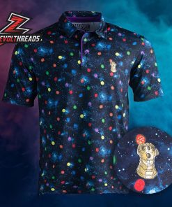 Marvel Perfectly Balanced RSVLTS All-Day Polo Shirt Infinity Gauntlet Cosmic Galaxy Polo