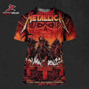 Metallica M72 Tour 2026 Artwork Venue Poster Pop Up Merch Store At Bucharest Romania On May 13th 2026 All Over Print Shirt