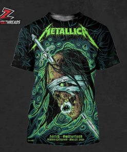 Metallica M72 Zurich Artwork Venue Poster Pop Up Merch Store At Stadion Letzigrund Switzerland On May 27th 2026 All Over Print Shirt