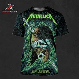Metallica M72 Zurich Artwork Venue Poster Pop Up Merch Store At Stadion Letzigrund Switzerland On May 27th 2026 All Over Print Shirt