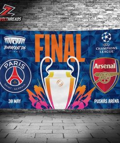 Paris Saint-Germain UCL Finalist Budapest 2026 Versus Arsenal At Puskas Arena On May 30th Double Sided Garden House Flag