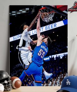 Stephon Castle San Antonio Spurs Big-Time Jam Posterized Dunk On Hartenstein In Match Versus OKC Thunder NBA Conference Final 2025-26 Home Decor Poster Canvas
