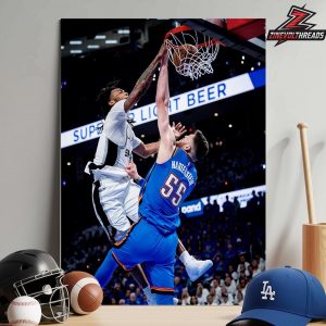 Stephon Castle San Antonio Spurs Big-Time Jam Posterized Dunk On Hartenstein In Match Versus OKC Thunder NBA Conference Final 2025-26 Home Decor Poster Canvas