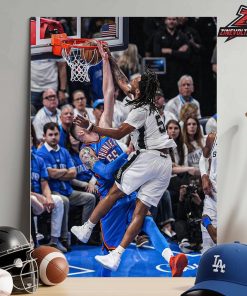 Stephon Castle San Antonio Spurs Epic Posterized Dunk On Hartenstein Photo Western Conference Final NBA 2025-26 Versus OKC Thunder Home Decor Poster Canvas