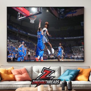 Stephon Castle San Antonio Spurs Wild Jam Posterized Dunk Among OKC Thunder Squad NBA Western Conference Final 2025-26 Home Decor Poster Canvas