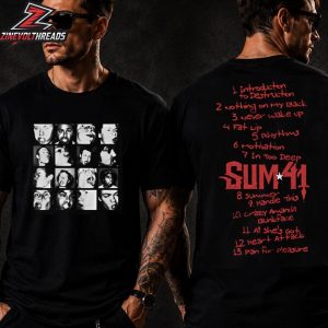 Sum 41 All Killer No Filler Tracklist Tee Merchandise Limited Two Sided Unisex T-Shirt