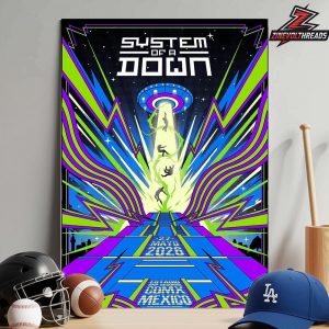 System Of A Down Venue Poster CDMX Pop Up Merch By Carlos Banda At Estadio GNP Seguros Mexico On May 27th 2026 Home Decor Poster Canvas