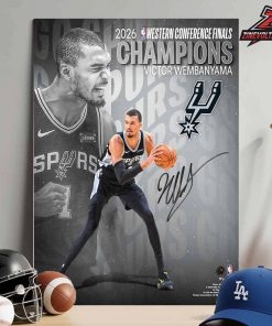 Victor Wembanyama San Antonio Spurs Authentic 2026 NBA Western Conference Champions Photograph Home Decor Poster Canvas
