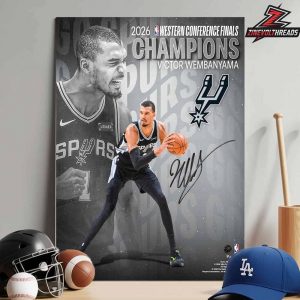 Victor Wembanyama San Antonio Spurs Authentic 2026 NBA Western Conference Champions Photograph Home Decor Poster Canvas
