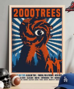 2000 Trees Festival 2026 Official Merch Line Up Poster By We Three Club At Cheltenham On July 8th-11th 2026 Home Decor Poster Canvas