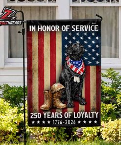 250th Anniversary American Independence Day Patriotic Black Labrador Veteran Dog Double Sided Garden House Flag
