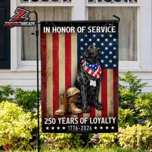 250th Anniversary American Independence Day Patriotic Black Labrador Veteran Dog Double Sided Garden House Flag